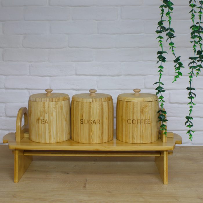 Stantlı Bambu Kavanoz Seti