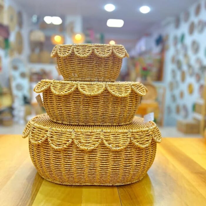 Büyük Boy Oval Fırfır Kenarlı Sepet Seti