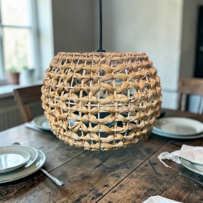 Hasır Avize Beyaz Kasnak